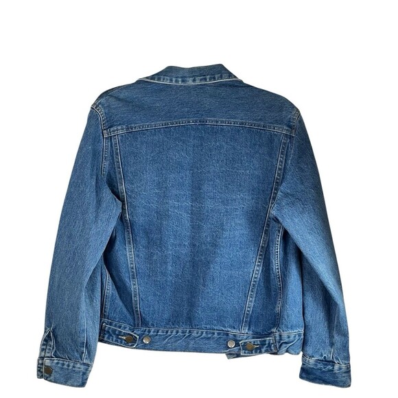 Guess Triangle Logo VTG 90’s Batwing Cropped Blue Denim Jacket  Size Small USA - Picture 9 of 10